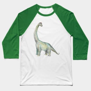 Watercolor Smiling Dinosaur Brachiosaurus Baseball T-Shirt